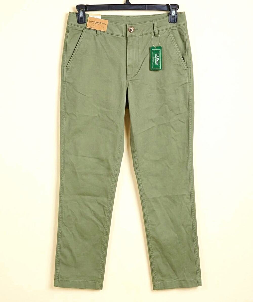 L.L.Bean Comfort Stretch Chino Pants Women’s 8 Regular Green Mid Rise Straight